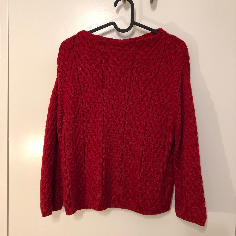 Zara cableknit red boatneck sweater